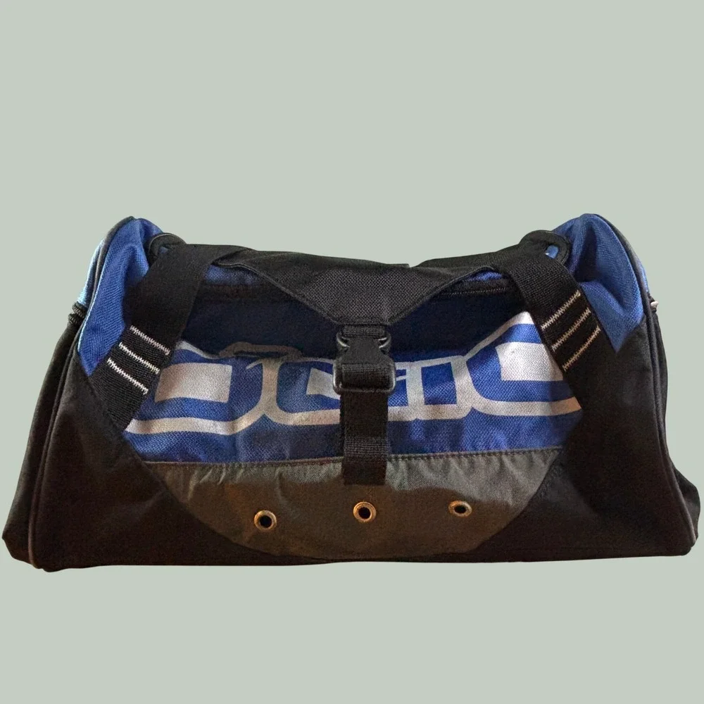 OGIO Small Gym Duffle Bag Blue Black Travel Luggage Duffel Padded Strap Vented
